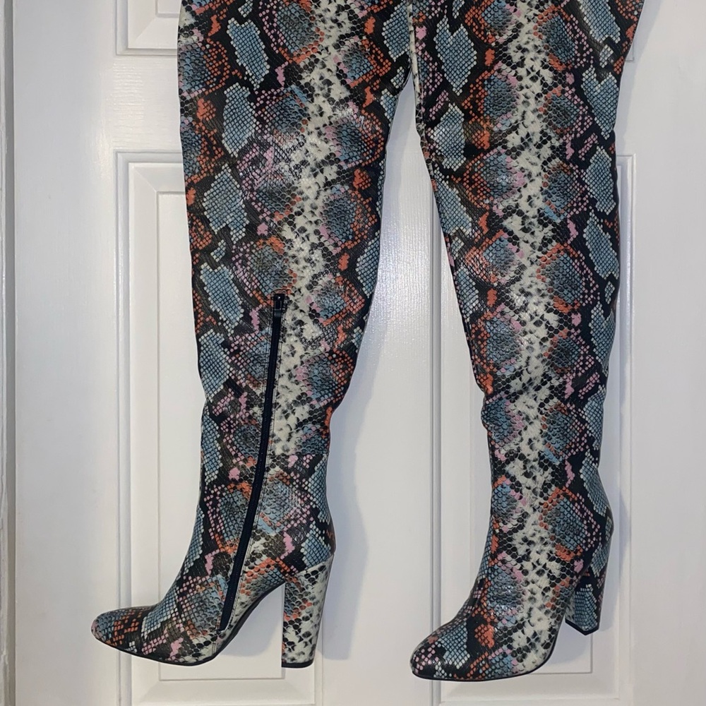 Bold Blue and Orange High Heel Shoes